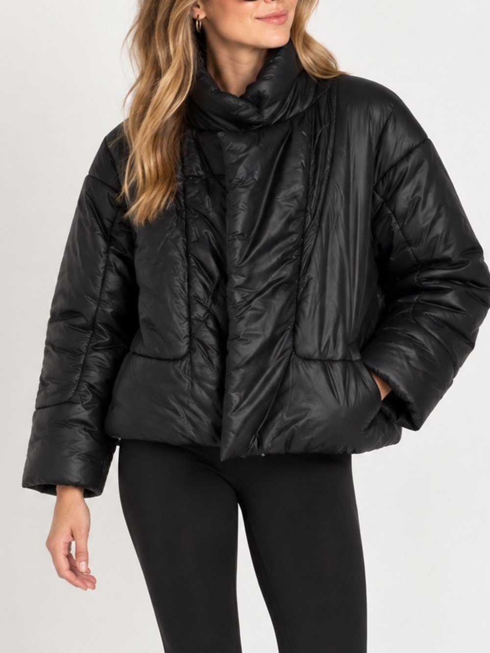 PrettyLittleThing Black Puffer Coat Super Puffy Jacket Size 0
